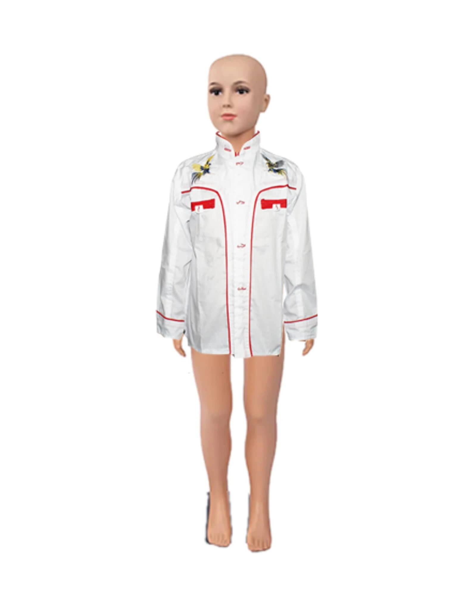 Camisa Pachuqueña con Gallos Diafraz Festival Escuela - Blanco - Ver 1