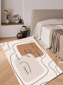 1 pièce Tapis de zone avec motif d'expression simplifiée moderne, tapis décoratif abstrait, tapis d'entrée, convient pour le salon, la chambre, l'entrée, la salle de jeux, le bureau, l'intérieur et l'extérieur