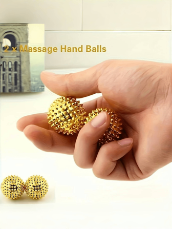 2pcs Metal Manual Massage Balls With Speed Control, Magnetic Acupressure Foot And Hand Massagers For Home Care And Relaxation