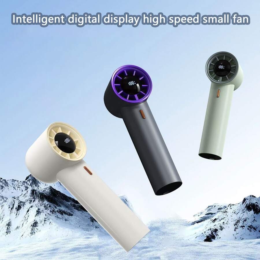 AOYI 便携式手持风扇，100 档风速，可充电小型手持旅行风扇，2600mAh 电池，数字显示，夏季个人降温用品，适用于海滩、度假、户外、徒步旅行、露营、运动、办公室、强风 - 彩色 - 查看 1