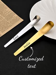 Stainless Steel Creative Curved Metal Stirring Spoon, Suitable For Coffee, Milkshakes, Smoothies, Cocktails, Juices, Desserts, Portable, Suitable For Home, Bar, Cafe Use, And An Easter Gift Choice - Laser-stainless Steel Ice Cream Scoop - View 1