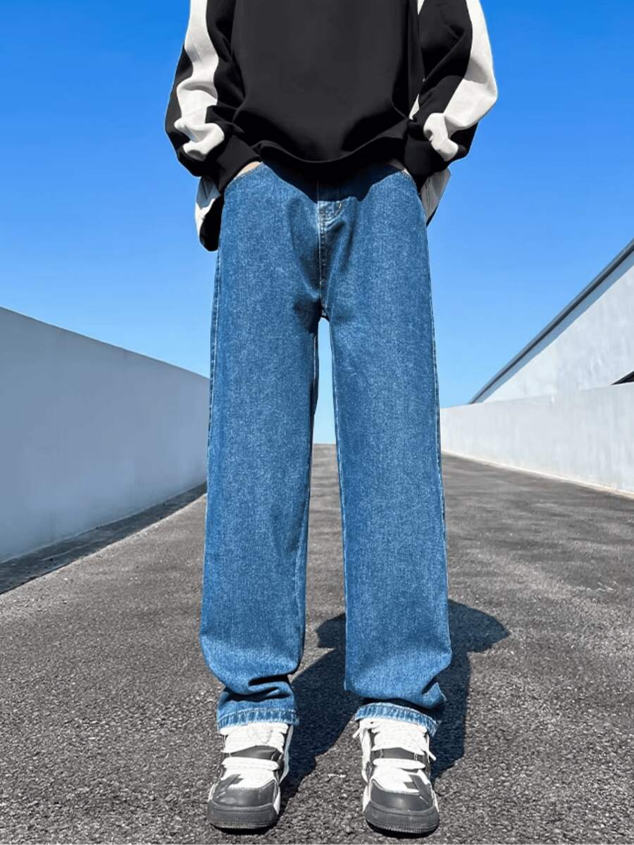 Men's Baggy Straight Wide Leg Jeans Streetwear Oversized Skate Style