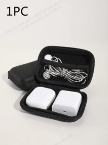 1pc Portable Electronics Organization Bag - Hard Shell Travel Case For Headphones, Charging Cables, USB Chargers - Plastic Mini Storage Box For Earbuds, Data Cables, Mobile Phone Accessories Holiday Gift Surprise For Men And Women Universal