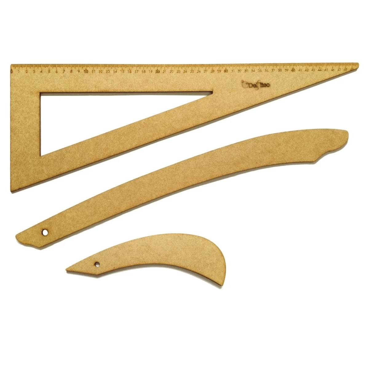 Kit 3pç Conjunto Réguas para Costura Modelagem em MDF - Bege - Visão 1