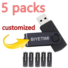 5 Confezioni di chiavetta USB personalizzata con logo da 64GB, unità flash USB ad alta velocità, memoria USB 2.0, penna di memoria, regalo per PC, auto, TV con stampa laser