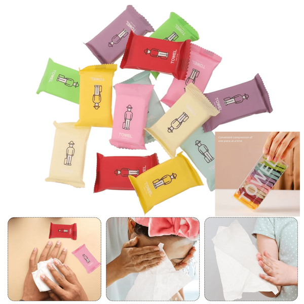 14pcs/Set Disposable Compressed Facial Towels, Face Tissues, Travel Portable Cleansing Towels, Mini Compressed Towels, Travel Wet Wipes, Makeup Cleansing Wet Wipes, Bathroom Accessories Suitable For Outdoor Camping Hiking
