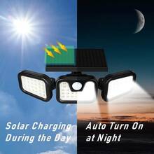 NetHong Solar Lights Outdoor 3 Heads Waterproof Durable Wireless Motion Sensor Security Lamp With 270 Degree Wide Angle For Porch Garage Garden Patio Yard Pathway - 黑色 - 查看 8