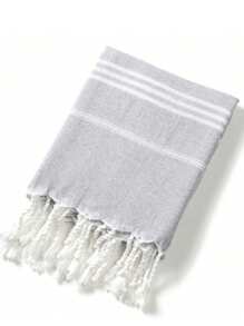 1pc Classic Series Durable Non-Shrink Turkish Tassel Beach Towel, Multi-Sized Sand-Proof, Absorbent, Quick-Drying, Lightweight Spa Travel Striped Sports Towel