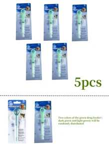 1/2/5pcs,Pet Medicine Feeder, Pet Medicine Tablet Syringe, Soft-Tip Dual-Purpose Feeder, Pill Shooter, Double-Needle Feeding Dispenser Tool Pet Medicine Feeder, Pet Medicine Tablet Syringe, Soft-Tip Dual-Purpose Feeder, Pill Shooter, Double-Needle Feeding Dispenser Tool(Two Colors Of The Green Drug Feeder (Dark Green And Light Green) Will Be Randomly Distributed)