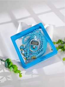 1 Set Caja de regalo elegante con 99 piezas de cuentas de oración y 1 pieza de contador totalmente enjoyado con diamantes, aplicable para conteo de negocios, oración, regalo diario
