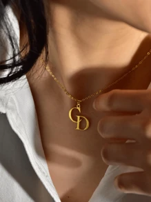 Joyería de pareja personalizada con doble inicial personalizada, collar con dos iniciales