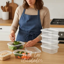 Kit With 10 Transparent Containers For Food And Refrigerator Organization - 無色 - 查看 3