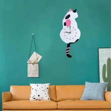 1pc Unique DIY Acrylic Black Cat Wall Clock With Mute Tail - Battery Operated, Silent, Easy To Read, Decorative Timepiece For Living Room, Bedroom, Restaurant, Office, Halloween, Thanksgiving, Easter Decorations School Decor School Surprise Dormitory Decor Back To School