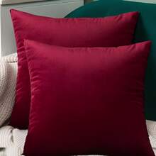 Kit Of 4 Cushion Covers 45x45 Suede Smooth Velvet Premium With Invisible Zipper Decorative - Burgundy - View 1