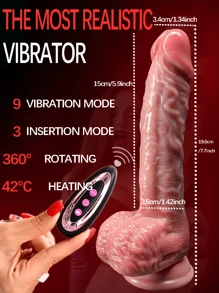 Juguete sexual vibrador tipo embate - Dildo grande y grueso de 8.6" con 3 modos de inserción y 9 modos de vibración y lengüeteo caliente, con ventosa poderosa para usarse sin manos, puede usarse para estimulación del punto G anal y masaje de senos, juguetes para adultos para mujeres, parejas y uso entre personas del mismo sexo, dilos de silicona suave