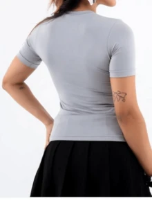 Casual Summer Blouse - 灰色 - 查看 2