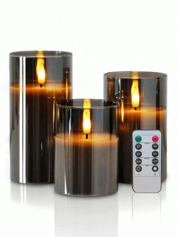 3pcs Battery Operated LED Flameless Pillar Candles With 10-Key Remote Control And Timer, Warm Flickering Light Candles Ideal For Holiday, Wedding, Bar, Cafe, Home Party Decoration