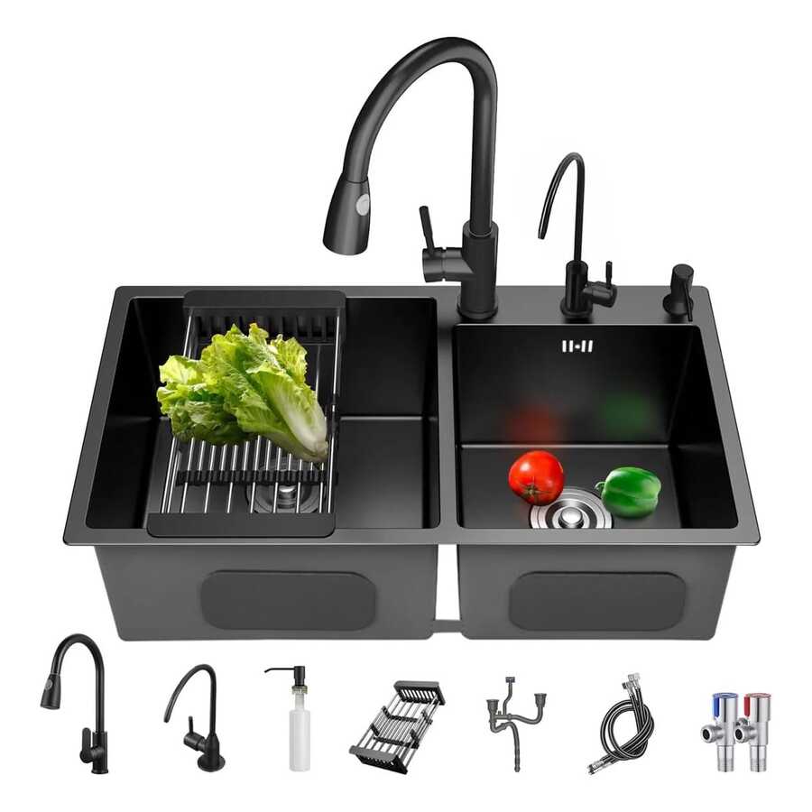 Fregadero De Cocina 304 Acero Inoxidable 80*40cm - Negro - Ver 1