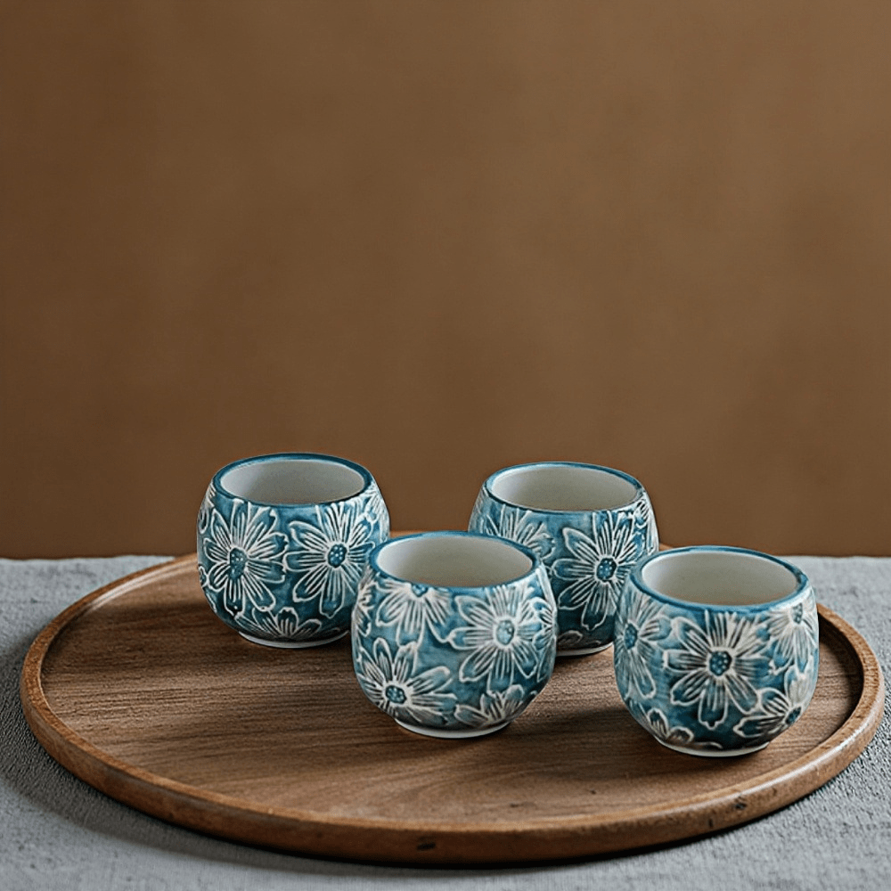 4 pezzi Tazze da tè in ceramica, tazze da tè con fiori di crisantemo, tazzine da caffè arabe di alta qualità e lussuose per intrattenere ospiti e amici, per il tè del pomeriggio, adatte per caffetterie, case, ristoranti, feste, balli, uffici, sale da tè, regali di compleanno per uomini e donne, regali di matrimonio, regali per anziani, regali per Ognissanti, Natale, regali di laurea