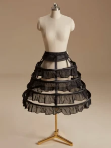 1 件女式黑白多季节、夏季透气衬裙、短衬裙、衬裙、洛丽塔衬裙、超大蓬松婚纱、不对称、南瓜、桶形、多层蕾丝网钢骨荷叶边可调节衬裙、巴洛克、洛可可风格，适合婚礼、活动、表演、角色扮演 - 多色 - 查看 26