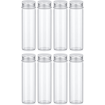 8pcs 50ml/1.7oz Glass Spice Jars With Aluminum Lids, Transparent Spice Containers, Seasoning Storage Bottles, Glass Seasoning Jars For Home Kitchen, Outdoor Use