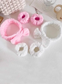 1 pièce Ensemble de serre-tête et bracelet à nœud unicolore pour femmes, accessoires capillaires simples, serre-têtes, élastiques à cheveux