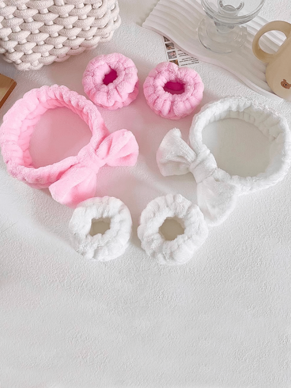 1 pièce Ensemble de serre-tête et bracelet à nœud unicolore pour femmes, accessoires capillaires simples, serre-têtes, élastiques à cheveux