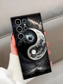 中国风单件装黑色阴阳太极图案防摔防滑手机保护壳，兼容三星Galaxy A04e/A05s/A13/A14/A15/A34/A35/A50/A52/A53/A54/S21/S22/S23/S24/S25/S25Ultra防水防震防刮 - 黑色 - 查看 4