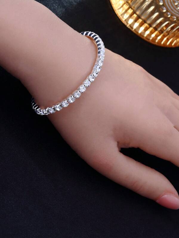 1 pièce Bracelet de tennis cubique de zircone luxueux , convenant pour le port quotidien des femmes