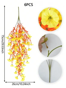 2pcs/4PCS/6PCS Artificial Hanging Plants Morning Glory Artificial Orange Vine Hanging Plants Suitable For Wall Home Living Room Indoor And Outdoor Autumn Decoration