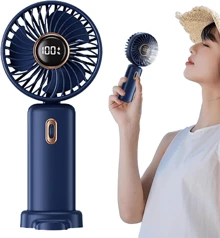 Ultra-Quiet Portable Handheld Fan, 5 Adjustable Wind Speeds, Digital Display Function, Strong Wind Power, USB Charging, Ultra-Long Battery Life, Convenient And Compact, Suitable For Indoor Office And Outdoor Travel, Summer Gifts