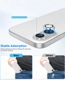 3Pcs Camera Lens Protective Film Compatible With Iphone 17 Pro Max 17 Air 17 Pro 16 Pro Max 16 15 15 Plus 14 13 12 11 Mini Plus Pro Max, Sparkly, Single Metallic Glitter 9h Hardness Anti-Scratch Screen Protector, Fashionable Accessory, Friendly Protective Cover(Silvery Glitter) - Silver - View 6