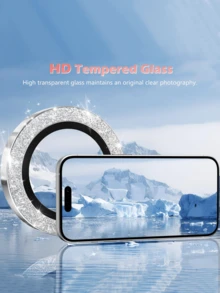 3Pcs Camera Lens Protective Film Compatible With Iphone 17 Pro Max 17 Air 17 Pro 16 Pro Max 16 15 15 Plus 14 13 12 11 Mini Plus Pro Max, Sparkly, Single Metallic Glitter 9h Hardness Anti-Scratch Screen Protector, Fashionable Accessory, Friendly Protective Cover(Silvery Glitter) - Silver - View 7