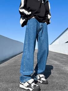 Men's Baggy Straight Wide Leg Jeans Streetwear Oversized Skate Style