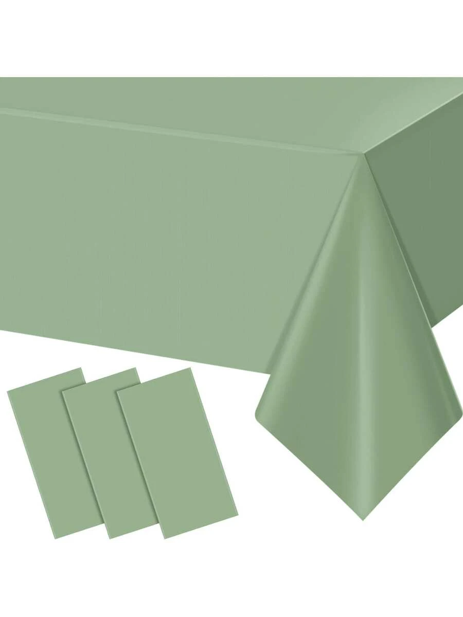 1/3/6 pièces Nappe en plastique vert sauge pour tables rectangulaires, nappe jetable vert clair, nappe de table imperméable vert sauge pour décoration de fête d'anniversaire, de mariage, 54 X 108 pouces - Vert - Voir 1