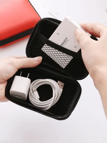 1pc Portable Electronics Organization Bag - Hard Shell Travel Case For Headphones, Charging Cables, USB Chargers - Plastic Mini Storage Box For Earbuds, Data Cables, Mobile Phone Accessories Holiday Gift Surprise For Men And Women Universal