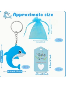 45 Pieces (15 Sets) Little Dolphin Party Gift Set, Including Keychains, Thank-You Cards, And Blue Organza Bags. Suitable For Ocean Themed, Small Party Gifts, Baptism Gifts, Birthday Parties, Christmas Gifts, And Party Decorations Car Accessories Bag Charm Backpack For School Cartoon Cute Goth Y2k Bag Lanyards With Id Holder Car Accessories Bag Charms - Multicolor - View 13