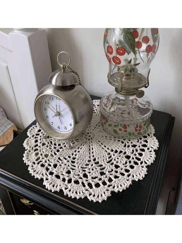 Vintage Handmade Crochet Lace Tablecloth, Hollow-Out Fabric Home Decoration For Living Room Coffee Table, Dust Cover, Dish Mat, Cup Pad