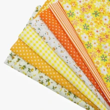 Set de 7 piezas de bloques de tela con estampado de algodón pre cortados, utilizados para acolchado y costura, y bloques de tela pre cortados para manualidades DIY de patchwork y accesorios - Naranja - Ver 5