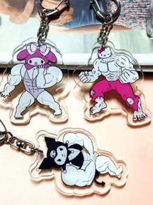 Sanrio 1pc Hello Kittyes Kuromi Cinnamoroll Acrylic Keychains - Cute Cartoon Keychain Pendants Funny Fitness Styling