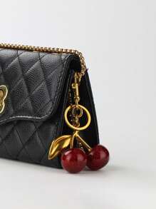 1pc Burgundy Cherry Bag Charms Wallet Charms Keychain -, Cherry Charms Car Cherry Accessories Keychain Women Christmas Gift Valentine's Day Bag Gift