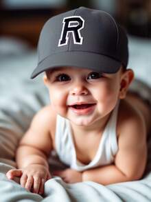 1顶儿童26字母图案纯黑色棒球帽，时尚运动遮阳帽，适合儿童返校和日常佩戴 - 黑色 - 查看 6