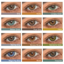 Lalens 1 par de lentes de contacto de color verde metálico de la marca Lalens para maquillaje de ojos y belleza, con un período de uso de 1 año y 14.2 mm de diámetro