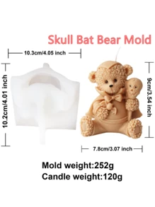 Halloween Bear Silicone Mold, Witch Bear Candle Mold, Terrifying Halloween Candle Making Mold, Crow Skull Head, Pumpkin Bear Candle Mold, Animal Bear Resin Mold, Scented Gypsum Mold, Home Desktop Decoration, Parent-Child DIY, Party Scene Arrangement