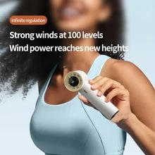 AOYI 便携式手持风扇，100 档风速，可充电小型手持旅行风扇，2600mAh 电池，数字显示，夏季个人降温用品，适用于海滩、度假、户外、徒步旅行、露营、运动、办公室、强风 - 彩色 - 查看 4