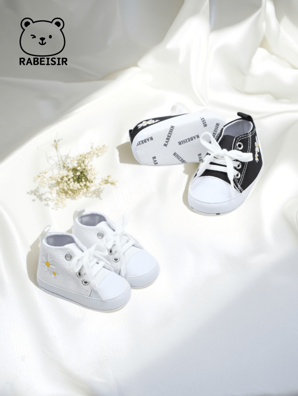 RABEISIR Baskets brodées marguerites mignonnes pour bébés filles, chaussures légères antidérapantes pour marche intérieure et extérieure, toutes saisons