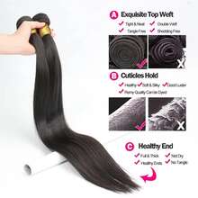Bone Straight Bundles Human Hair Bundle Unprocessed 30 32 Inch Hair 2 3 Bundle Brazilian Human Hair Straight Hair Extension Durable & Flexible Double Weft - Natural Black - View 5