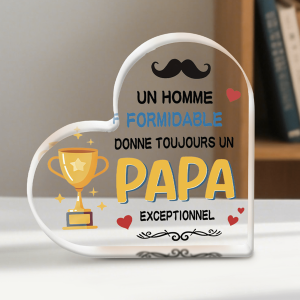 1PC Transparent Heart-Shaped Acrylic Plaque, Birthday Gift For Dad, Father's Day Gift For Dad, Christmas Gift For Family, Ornament, Handicraft Display Table