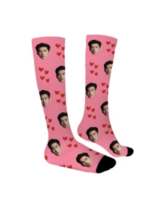 1 Pair Of Custom Face Socks, Custom Photo Socks, Custom Printed Socks, Custom Picture Socks, Print Any Face On Socks, Anniversary Gift, Mother's Day Gift, Father's Day Gift, Fall - Multicolor - View 5