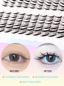 60 piezas de pestañas postizas de estilo anime de hadas, pestañas de zorro D-Curl esponjosas, de 9-14 mm con banda ultradelgada invisible, naturales y suaves, de rápida aplicación, resistentes al agua y al sudor, ideal como regalo